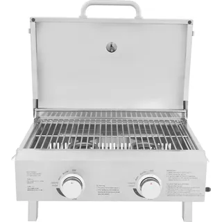 Gasgrill, langlebiger Edelstahl, tragbares Design, Helles Silber