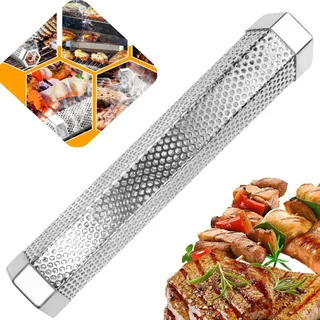 Räucherröhre, Pellet-Räucherschlauch, Räucherrohr Edelstahl, Gas-Grillzubehör oder Holzkohlegrill, BBQ Räucherröhre für Gasgrill und Kohlegrill Pellet Räucherbox