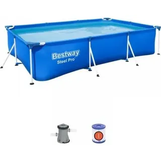 Aufstellpool Bestway Steel Pro, 300 x 201 x 66 cm, Rechteckig, Mit Kartuschenfilter - Bunt