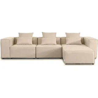 HOME DELUXE - Sofa VERONA - Beige, Größe: L - ca. 327 x 70 x 207 cm, Sitzhöhe: 46 cm, Sitztiefe: 80 cm, inkl. Kissen I Modulares Sofa Modulsofa Ecksofa Wohnlandschaft - Beige