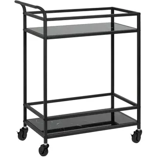 PBJ Servierwagen , Schwarz , Metall , Rollen , 60x80x35 cm , Esszimmer, Barmöbel, Barwagen