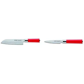 F. DICK Santoku, Küchenmesser, Red Spirit (Messer mit Klinge 18 cm, X55CrMo14 Stahl, nichtrostend, 56° HRC) 8174218K Officemesser, Red Spirit (Klinge 9 cm, X55CrMo14 Stahl, 56° HRC) 8174709