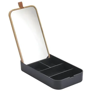 Spirella Spiegel & Schmuckkästchen, Bambus & Polystyrol, quadratisch, Schwarz