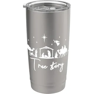 True Story Weihnachtskrippe Weihnachten Jesus Krippe Christlich Doppelwandiger Edelstahl-Thermobecher