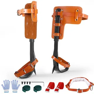 Baumklettersporn - Kletterwerkzeug mit Trittpedal - Echtes Leder - Nicht elektrisch - Orange - Orange