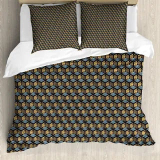 ABAKUHAUS japanisch Bettbezug, Klassische Vögel, Milbensicher Allergiker geeignet mit Kissenbezügen, 200 cm x 200 cm - 80 x 80 cm, Sandbraun Blau Grau