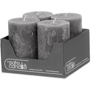 DecoLite Stumpenkerzen Rustic 4er Set 110x70 mm | Selbstverlöschend Safe Candle | Durchgefärbt RAL-zertifiziert | Brenndauer ca. 51h | Made in Germany | Rustik Deko Kerzen von DecoLite (anthrazit)