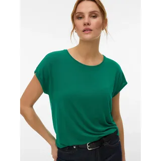 Rundhalsshirt VERO MODA "VMAVA PLAIN SS TOP GAJRS NOOS", Damen, Gr. XS, grün (bosphorus), Jersey, Obermaterial: 95% Lyocell, 5% Elasthan, unifarben, regular fit normal, Rundhals, Shirts Rundhalsshirt, Materialmix, regular fit