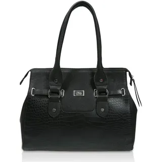 s.Oliver (Bags) Croco Lock Shopper 39.311.94.8915, Damen Henkeltaschen, Schwarz (Schwarz 9999), 38x30x12 cm (B x H x T)