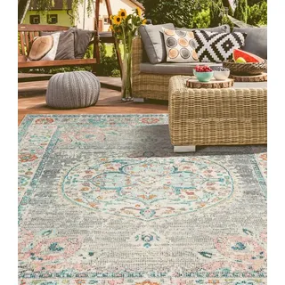 MERINOS Teppich »Salsa Outdoor 20053« rechteckig 4 mm Höhe In- und Outdoor geeignet, Außenbereich, Balkon, robust, Vintage, grau