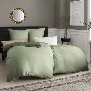 Soifox Bettwäsche Salbeigrün 135x200 6teilig - 2 Bettbezüge 135x200 + 2 Kissenbezüge 80x80 + 2 Kissenbezüge 40x80 Weich und Bügelfrei Mikrofaser mit Reißverschluss (6 TLG. 135 x 200 cm, Salbeigrün)
