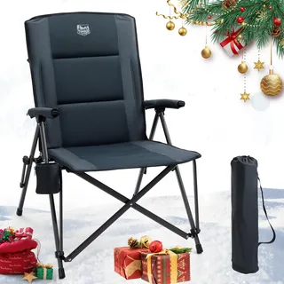 TIMBER RIDGE Campingstuhl Faltbar Breiter Sitz 55cm XXL Klappstuhl Camping Gepolstert Hohe Rückenlehne 150kg Tragkraft mit Seitentasche Tasche Camp Garten Balkon