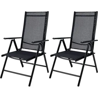Gartenstuhl Hochlehner klappbar Bern 2er-Set Anthrazit Alu verstellbar