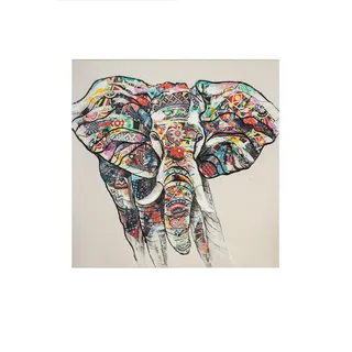 GILDE Bild bunter Elefant - Deko Wohnzimmer - 100 x 100 cm