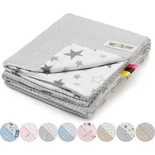 Mikos* Babydecke Leichte Baumwolle Kinderdecke ohne Füllung, Kindergarten Baumwolldecke für Mädchen, Junge, Neugeborenen Kinderwagen Babyschale Kuscheldecke 75x100 (1040) (Grau/Konstellation)