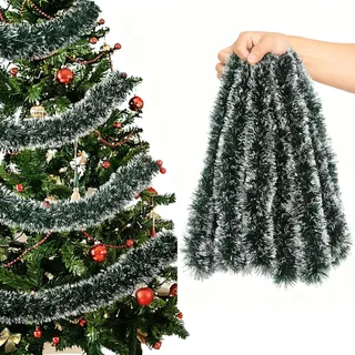 5M Girlande Weihnachten,Weihnachtsdeko Girlanden Tannengirland Girlande Weihnachten Outdoor Weihnachtsdeko Tür Kugelkranz für Treppen Kamin Haustür Weihnachtsdeko (Dunkelgrün)