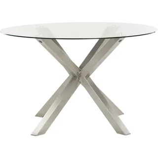 Beliani Gartentisch Ø 120 x 75 cm Silber/Transparent
