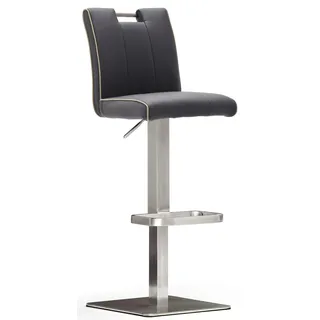 Bistrostuhl MCA FURNITURE "BARBECOOL Barhocker Bistrostuhl Tresenhocker", schwarz (schwarz, edelstahl gebürstet, schwarz), B:40cm H:89cm T:51cm, Kunstleder, Stühle, Bistrostuhl, mit Rückenlehne, Bodenplatte eckig, 180 drehbar, Sitzhöhe von 55-80cm