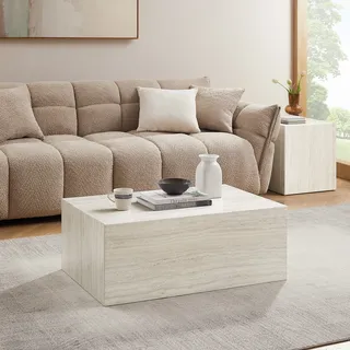 SalesFever Couchtisch, in Marmor- oder Travertinoptik, beige