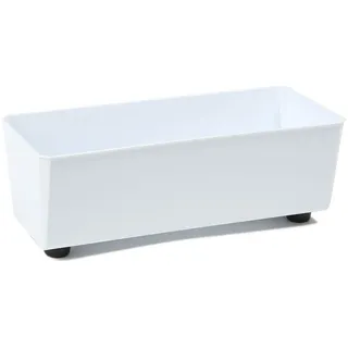 LAMELA Rechteckiger Pflanzkasten mit eleganten Füßen – Weißer Blumenkübel aus robustem Kunststoff 37x17 cm, 6L – Wetterfest & Pflegeleicht - für Innen & Außen, Weiß