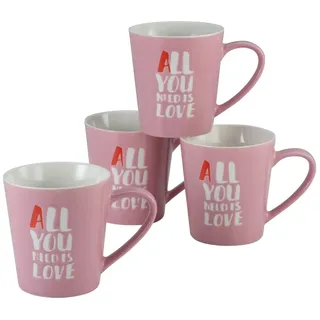 CreaTable Kaffeebecher 0,42 l Rosé 4 St.