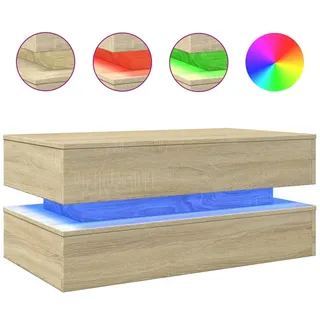 vidaXL Couchtisch mit LED-Leuchten Braun Eiche 90 x 50 x 40 cm