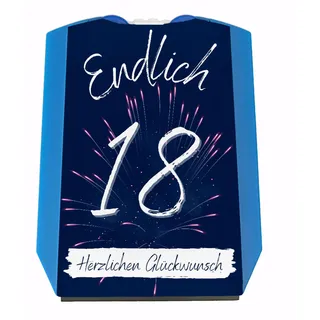 speecheese Endlich 18 Parkscheibe mit Spruch Herzlichen Glückwunsch eine dekorative Parkscheibe zum achtzehnten Geburtstag Führerschein Endlich 18 Eiskratzer Auto Volljährig