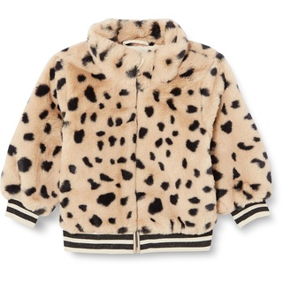 NAME IT Mädchen NMFMINDY Faux FUR Jacket Leo Jacke, Humus, 98