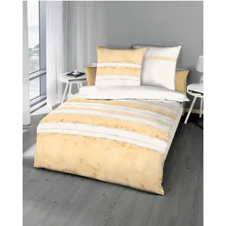 Kaeppel Mako Satin Bettwäsche Gestreift Aquarello Grün 135x200 cm + 80x80 cm - Grün