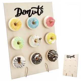 9-Löcher Donut Ständer,Donut Ständer aus Holz Wiederverwendbare Donuts Wand für Hochzeiten Geburtstage Babyparty und Konditoreien Donuts Halter Displayständer mit Standfüßen