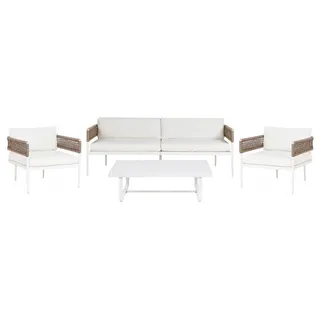 Beliani Lounge-Set 4-sitzer Symmetrisch Aluminium Weiß Serla , Metall , Gartenmöbel, Gartengarnituren, Gartenmöbel-Sets