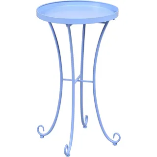BELIANI Balkontisch Hellblau Eisen Rund  40 cm Französisch Romantisch Verschnörkelt Vintage Stil Garten Outdoor Terrasse Ausstattung Möbel - Blau
