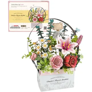 ROBOTIME Blumenstrauß 3D-Holzpuzzle, DIY-Modellbausätze für künstliche Blumen zum Zusammenbauen, Kunsthandwerksset für Erwachsene, Beste Heimdekoration und Festival-Spielzeug-Geschenkset