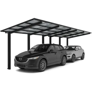 Ximax Doppelcarport Linea 2,73 x 9,83 m schwarz inkl. Regenrinne, Pfostenanker