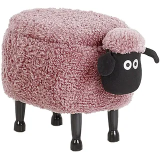 Beliani Tierhocker Sheep 35/55/40 cm , Pink , Textil , Freiform , 55x40x35 cm , Wohnzimmer, Sessel, Hocker & Hockerbänke, Sitzhocker