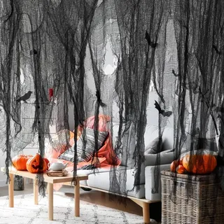 12.7x1M Halloween Dekoration Gaze -Gruseliger Stoff - Käsetuch Halloween Dekorationen für die Türen Hallen,Duschvorhänge,Veranden,Decks,Fenster,Tore,Deko Prop