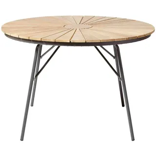 Gardenson Gartentisch , Anthrazit, Teakfarben , Holz , Teakholz , vollmassiv , rund , Rundrohr , 110x74x110 cm , rostfrei, wetterbeständig , Holzmöbel, Holztische, Gartentische Holz