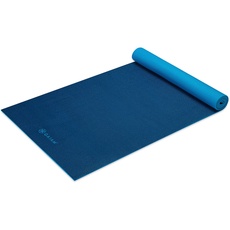 Gaiam Yoga-Matte – einfarbige Übungs- und Fitness-Matte für alle Arten von Yoga, Pilates und Boden-Workouts (68" x 24" x 4 mm oder 6 mm dick), Marineblau/blau, 68" L x 24" W x 6mm Thick