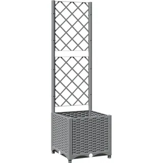 vidaXL Pflanzkübel mit Rankgitter 40 x 40 x 136 cm Hellgrau