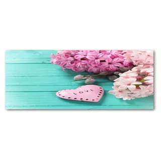 Tulup® Küchenrückwand Spritzschutz aus Glas -125x50 -Spritzschutz auf gehärtetes Glas Deko Blumen & Pflanzen Flieder Herz