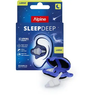 Alpine SleepDeep Ohrstöpsel zum Schlafen – Seitenschläfer & Schnarchen – ultraweiche geräuschreduzierende Ohrstöpsel – 27 dB SNR – hypoallergen, siliconfrei – Größe L