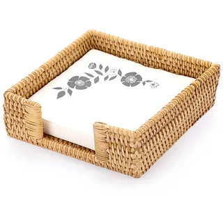 IGNPION Quadratische Serviettenhalter aus Rattan, Lunch-Größe