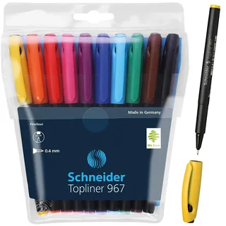 Schneider Topliner 967 Fineliner (Strichstärke 0,4 mm) 10er Etui sortiert