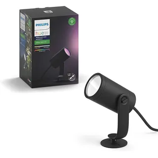 Philips Hue Lily Gartenstrahler, Erweiterung, Gartenbeleuchtung | White & Color Ambiance, 16 Mio. Farben, 590 lm, IP65, Außenleuchte für den Garten, App- und Sprachsteuerung, Smart Home