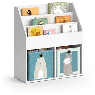 Vicco Kinderregal Luigi Weiß 72 x 79 cm mit 2 Faltboxen opt.6 , Holzwerkstoff , 5 Fächer , Rechteckig , 72x79x30.7 cm , Babymöbel & Kindermöbel, Babyzimmer, Babyregale & Kinderregale
