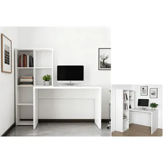 otto home INOSIGN Regal-Schreibtisch »Triest, Computertisch mit Raumtrenner, Breite 156 cm«, Regalelement flexibel montierbar, 6 Fächer, Tischbreite 120 cm, weiß