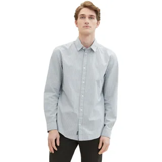 TOM TAILOR Herren Regular Fit Basic Hemd mit Streifen, 35229 - Grey Mint Stripe, L