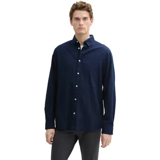 TOM TAILOR Langarmhemd mit Logo Stickerei, blau