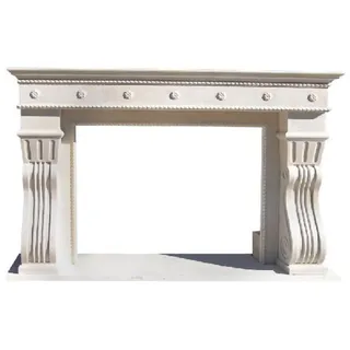 Casa Padrino Luxus Barock Kaminumrandung Weiß 202 x 55 x H. 125 cm - Handgefertigte Kaminumrandung aus hochwertigem Marmor - Kamin Deko Accessoires - Marmor Möbel im Barockstil - Weiß