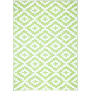 Tapiso Teppich IBIZA Outdoor Weiß Grün Picknick Garten  150 x 240 cm - Grün